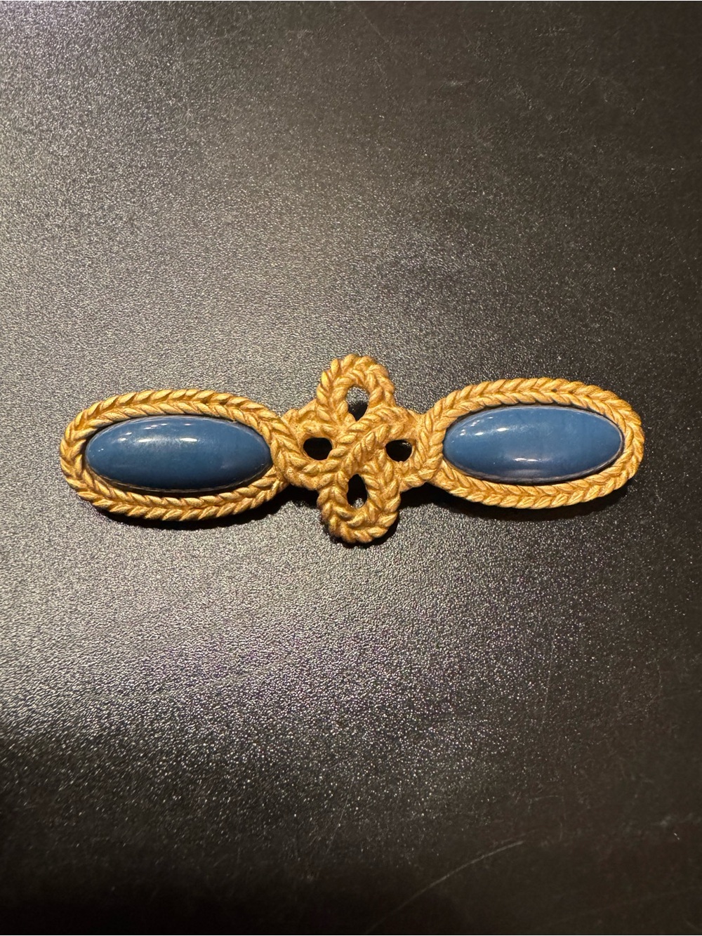 Vintage Monet Gold-Tone Cabochon Blue stone Brooch